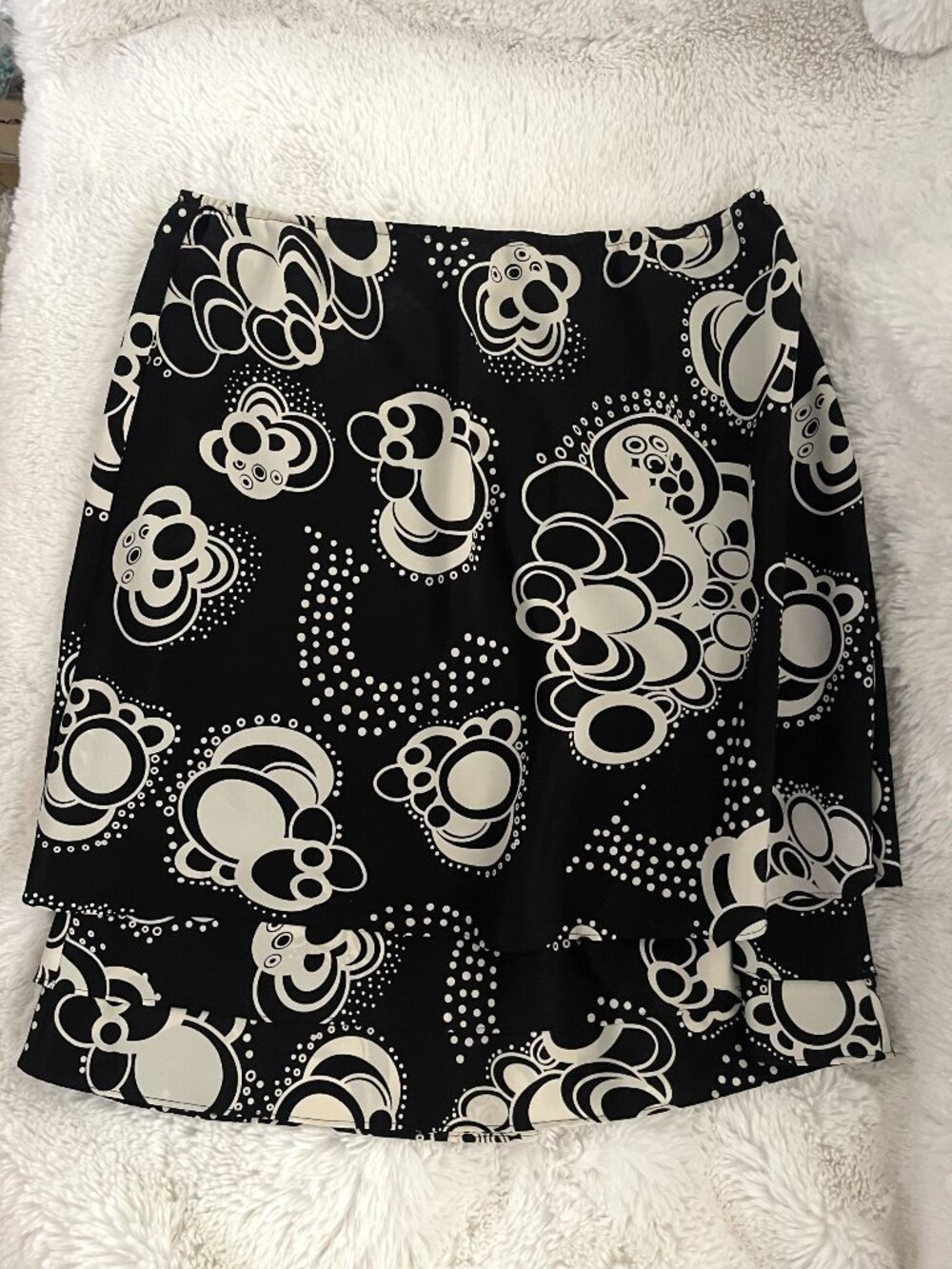 Double Layer Black and Ivory Skirt - Size M